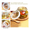 Empty 16oz Square Clear Airtight Glass Canister Mason Jar with clip lid for food storage